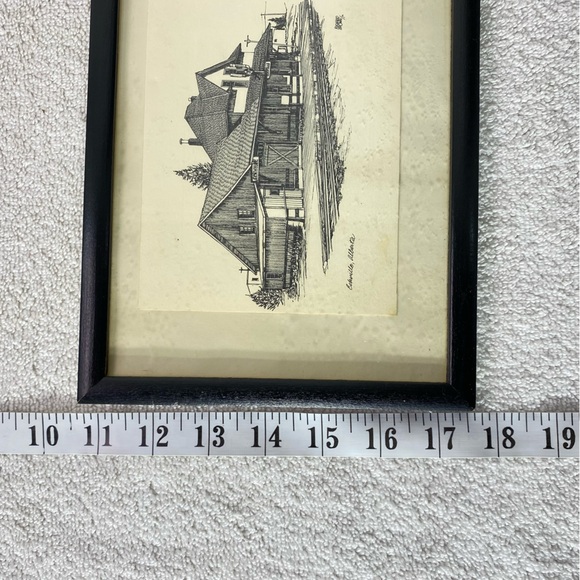 Vintage Eckville Alberta Framed Black and White Train Station Sketch - Picture 11 of 12